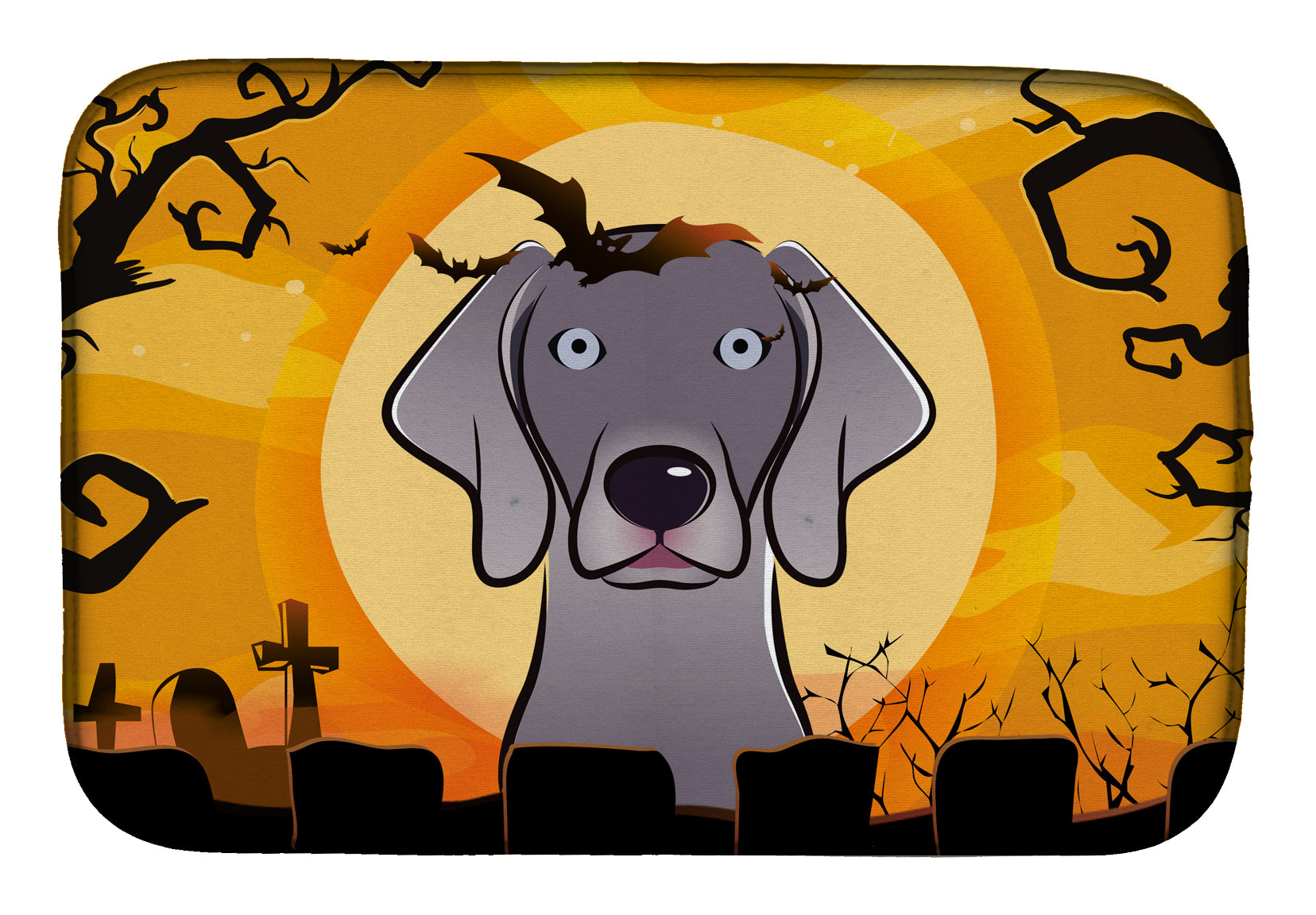 Halloween Weimaraner Dish Drying Mat Absorbent Dish Drying Mat Pad for Kitchen Counter Dish Drainer Mat for Countertop, 14 x 21", Multicolor