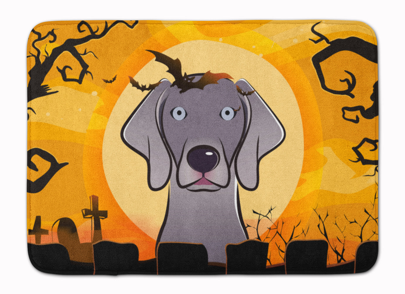 Halloween Weimaraner Memory Foam Kitchen Mat Machine Washable Anti-Fatigue Cushion Comfort Bath or Kitchen Rug