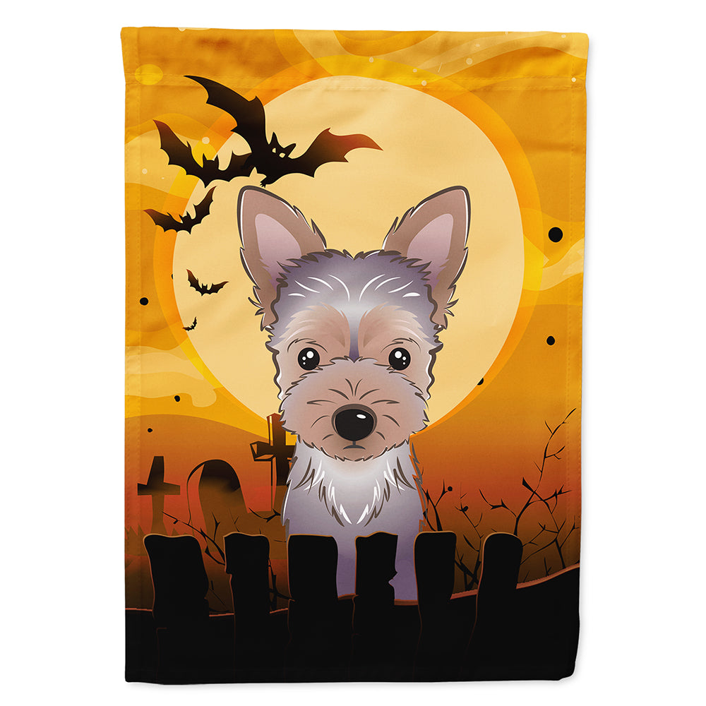 Halloween Yorkie Puppy House Flag 28x40 Porch Sleeve Pole Decorative Outside Yard Banner Artwork Wall Hanging, Polyester