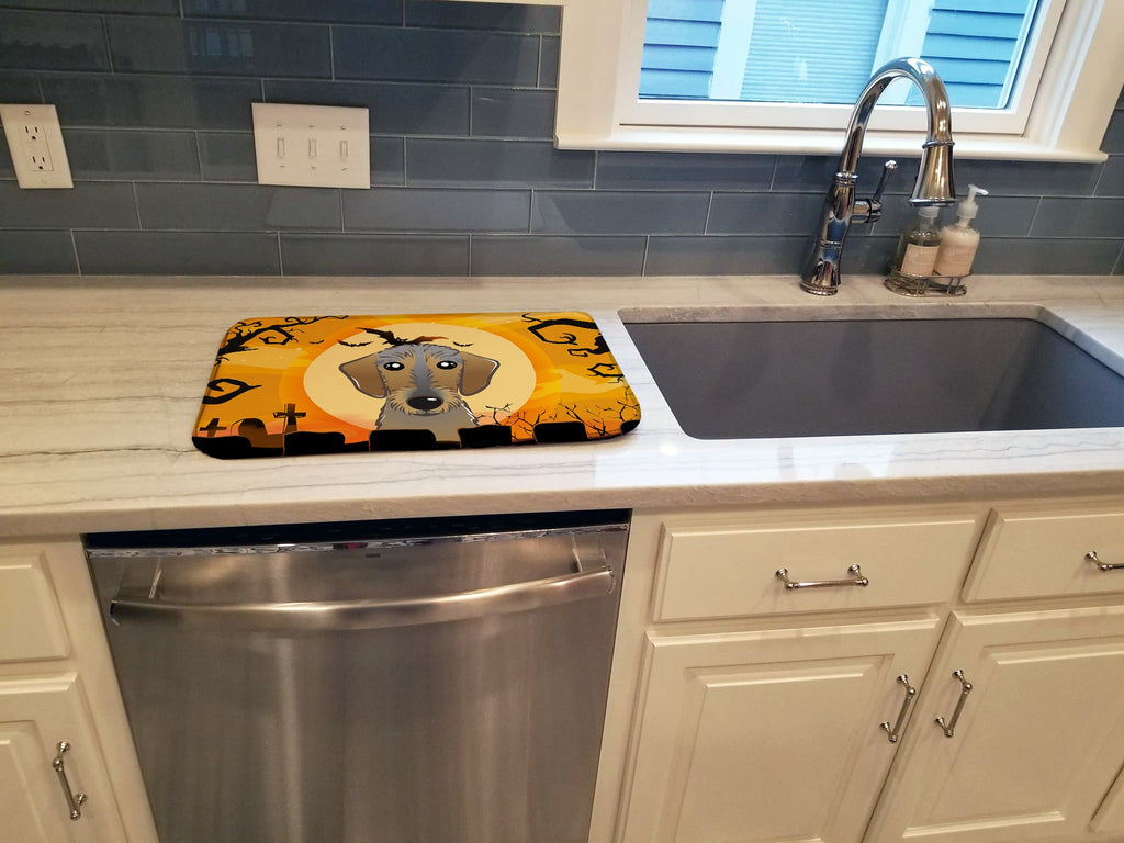 Halloween Wirehaired Dachshund Dish Drying Mat Absorbent Dish Drying Mat Pad for Kitchen Counter Dish Drainer Mat for Countertop, 14 x 21", Multicolor