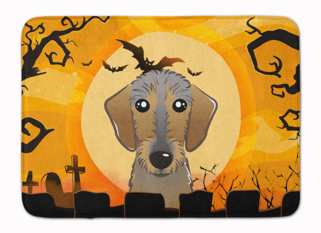 Halloween Wirehaired Dachshund Memory Foam Kitchen Mat Machine Washable Anti-Fatigue Cushion Comfort Bath or Kitchen Rug