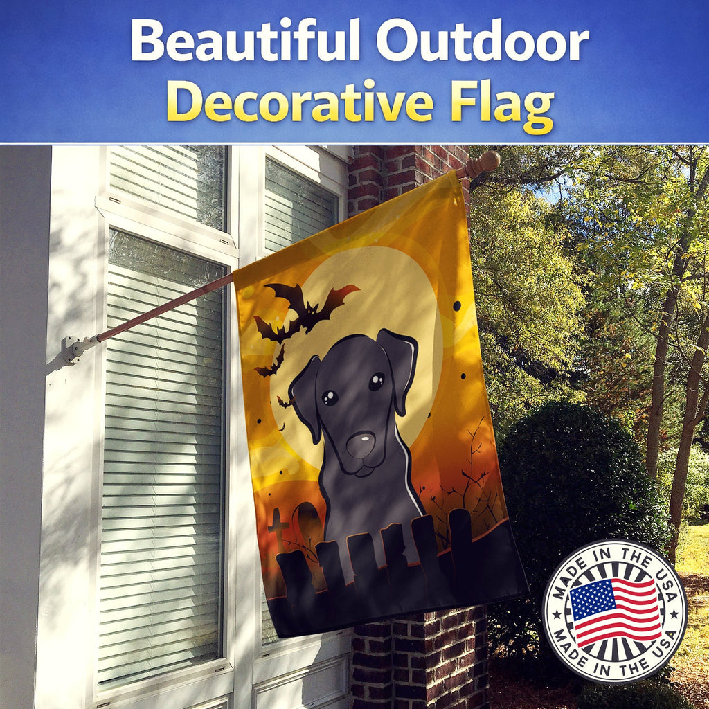 Halloween Black Labrador House Flag 28x40 Porch Sleeve Pole Decorative Outside Yard Banner Artwork Wall Hanging, Polyester