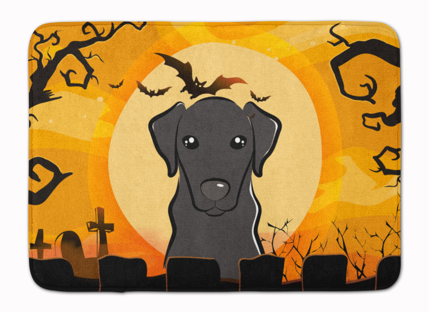 Halloween Black Labrador Memory Foam Kitchen Mat Machine Washable Anti-Fatigue Cushion Comfort Bath or Kitchen Rug