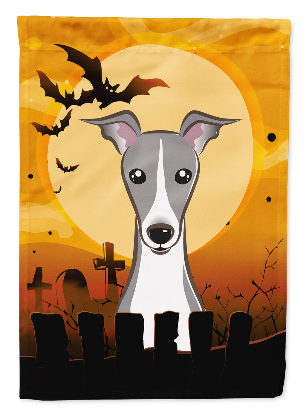 Halloween Italian Greyhound House Flag 28x40 Porch Sleeve Pole Decorative Outside Yard Banner Artwork Wall Hanging, Polyester