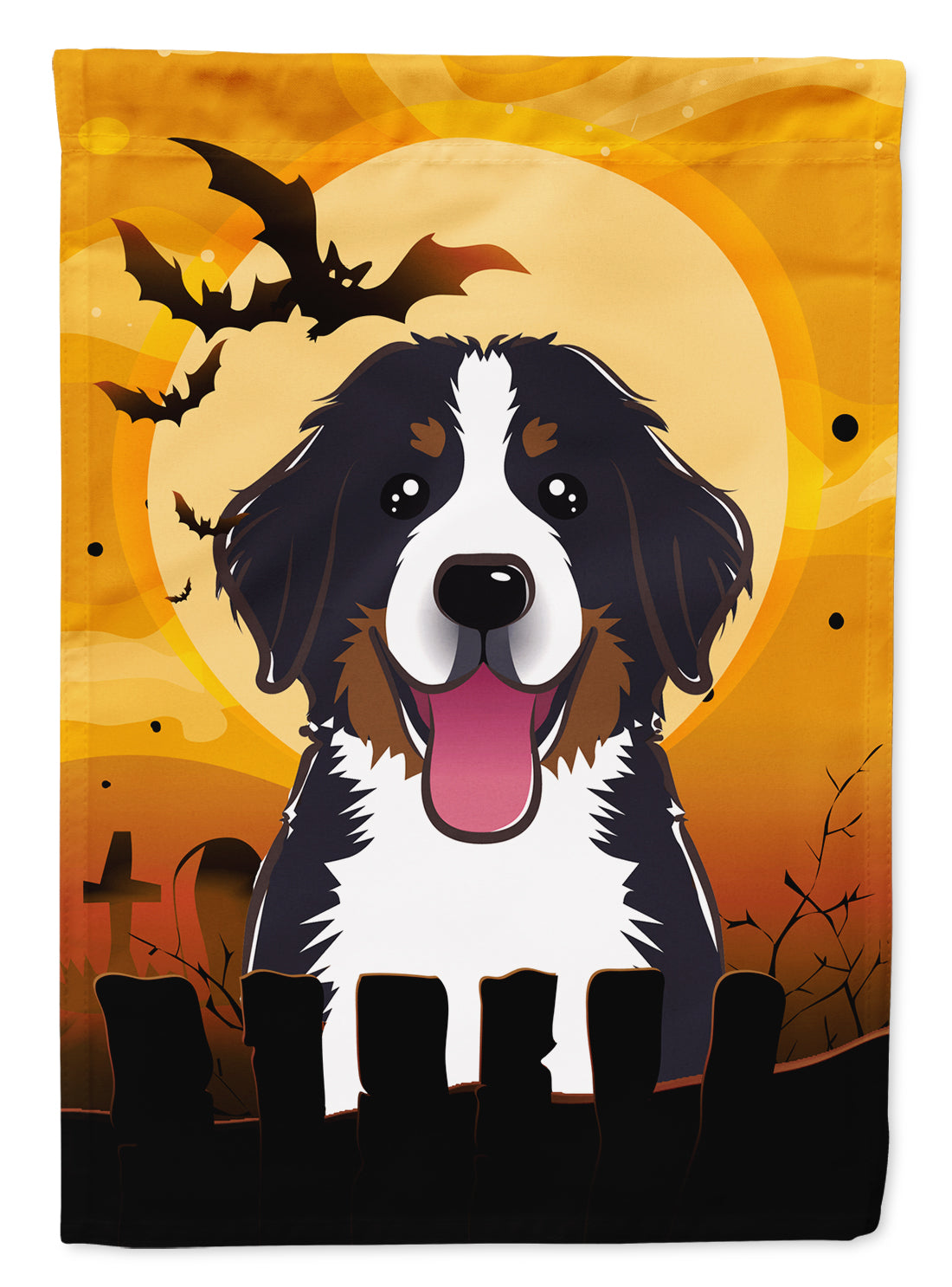 Halloween Bernese Mountain Dog House Flag 28x40 Porch Sleeve Pole Decorative Outside Yard Banner Artwork Wall Hanging, Polyester