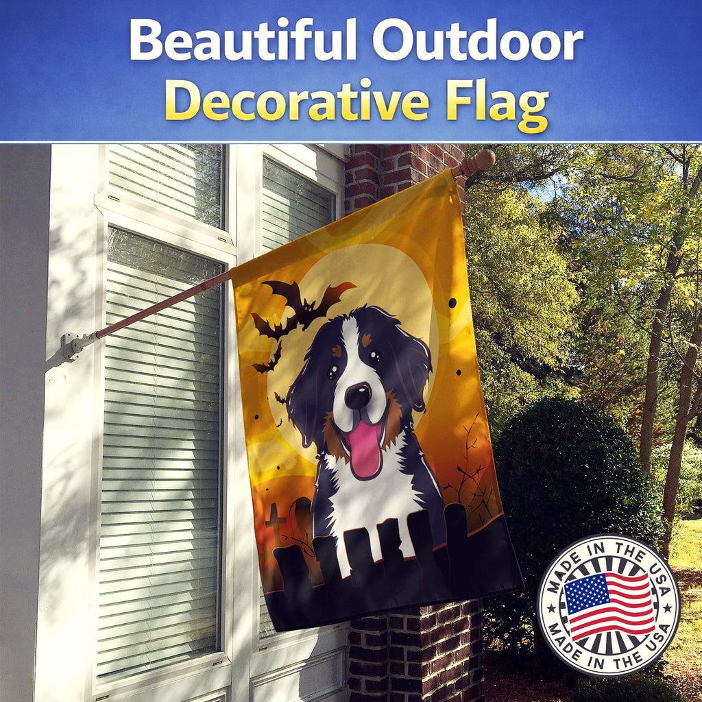 Halloween Bernese Mountain Dog House Flag 28x40 Porch Sleeve Pole Decorative Outside Yard Banner Artwork Wall Hanging, Polyester