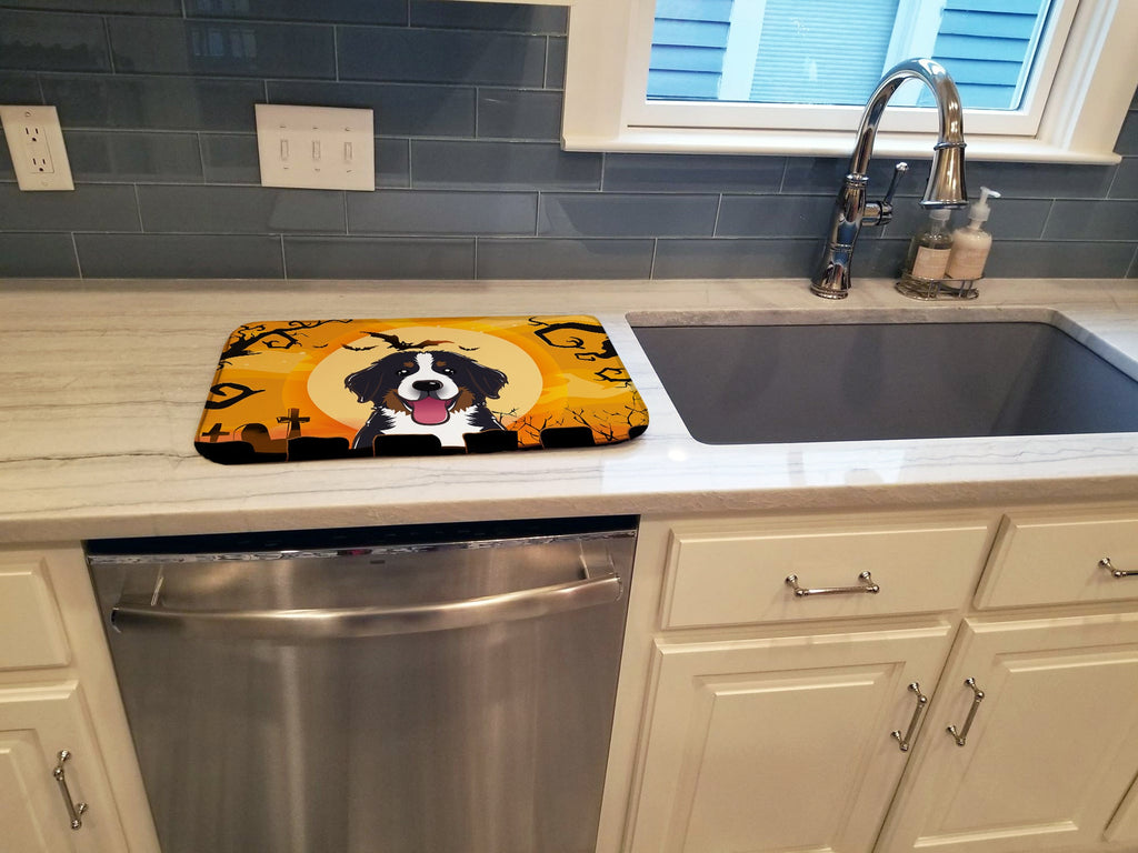 Halloween Bernese Mountain Dog Dish Drying Mat Absorbent Dish Drying Mat Pad for Kitchen Counter Dish Drainer Mat for Countertop, 14 x 21", Multicolor