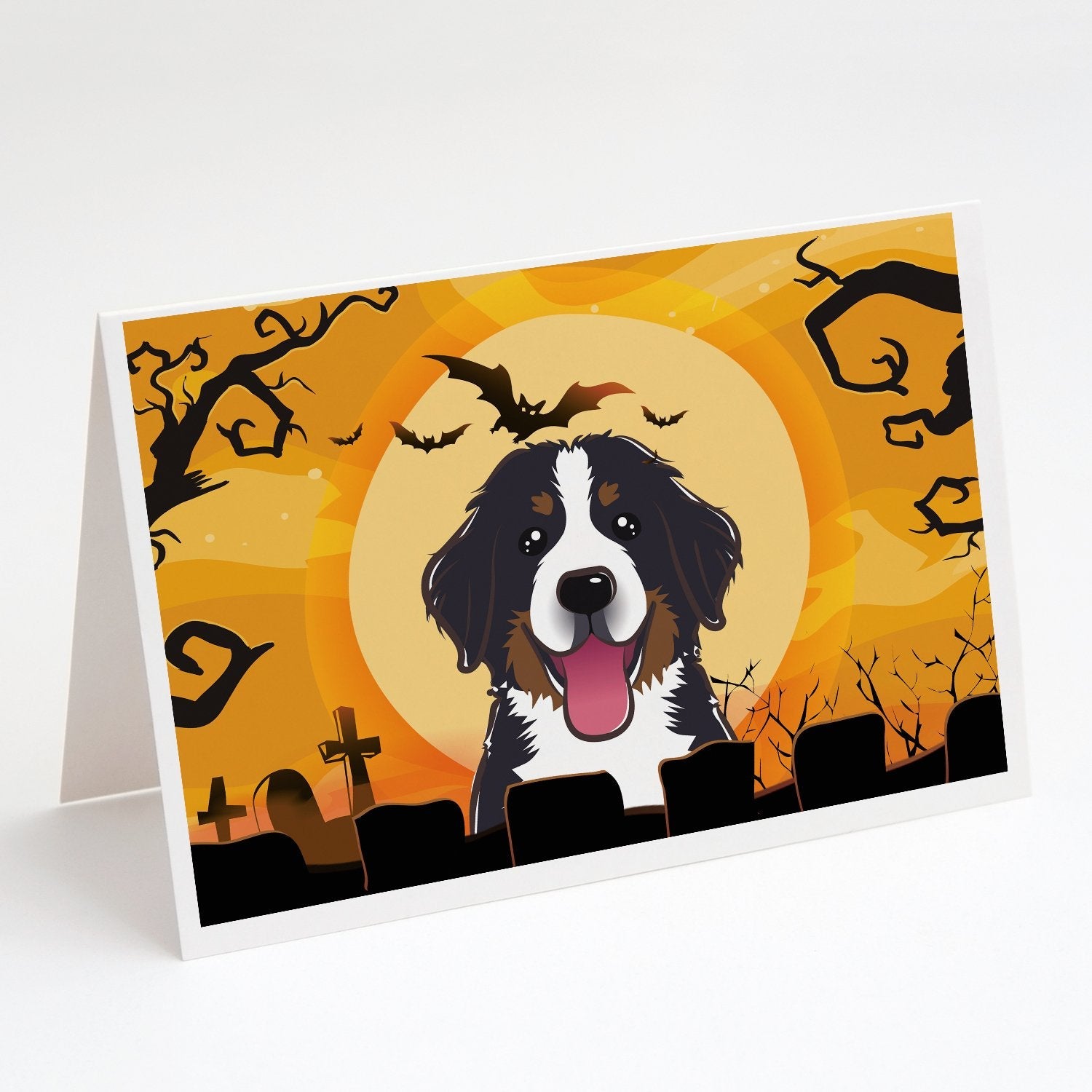 Halloween Bernese Mountain Dog Greeting Cards Pack of 8 Blank Cards with Envelopes Whimsical A7 Size 5x7