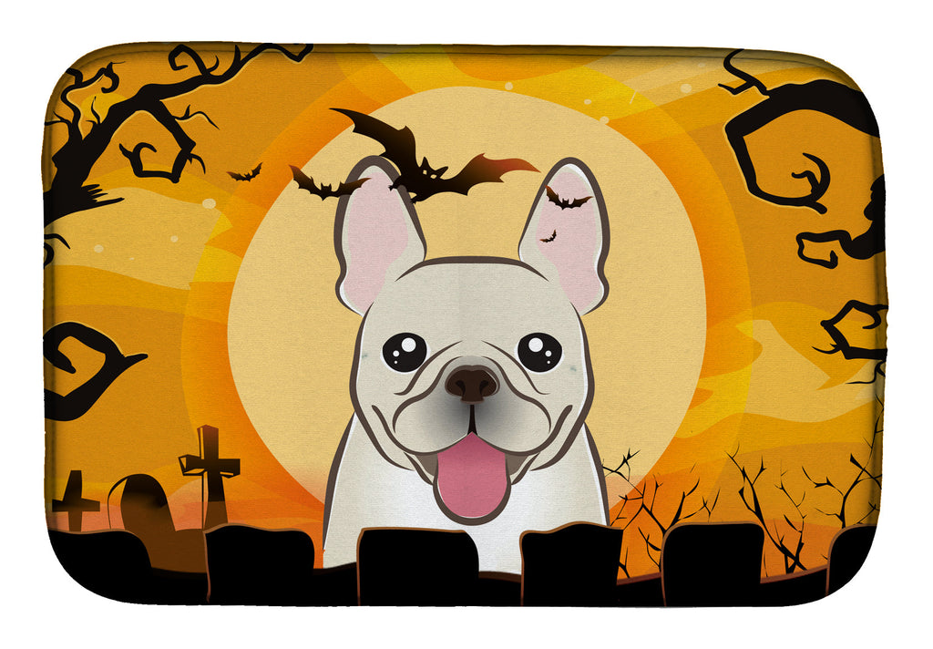 Halloween French Bulldog Dish Drying Mat Absorbent Dish Drying Mat Pad for Kitchen Counter Dish Drainer Mat for Countertop, 14 x 21", Multicolor