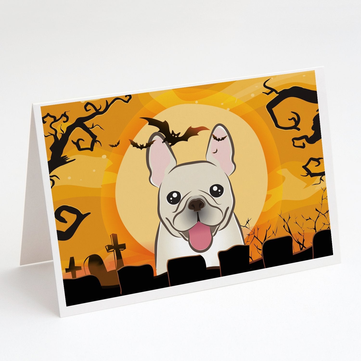 Halloween French Bulldog Greeting Cards Pack of 8 Blank Cards with Envelopes Whimsical A7 Size 5x7