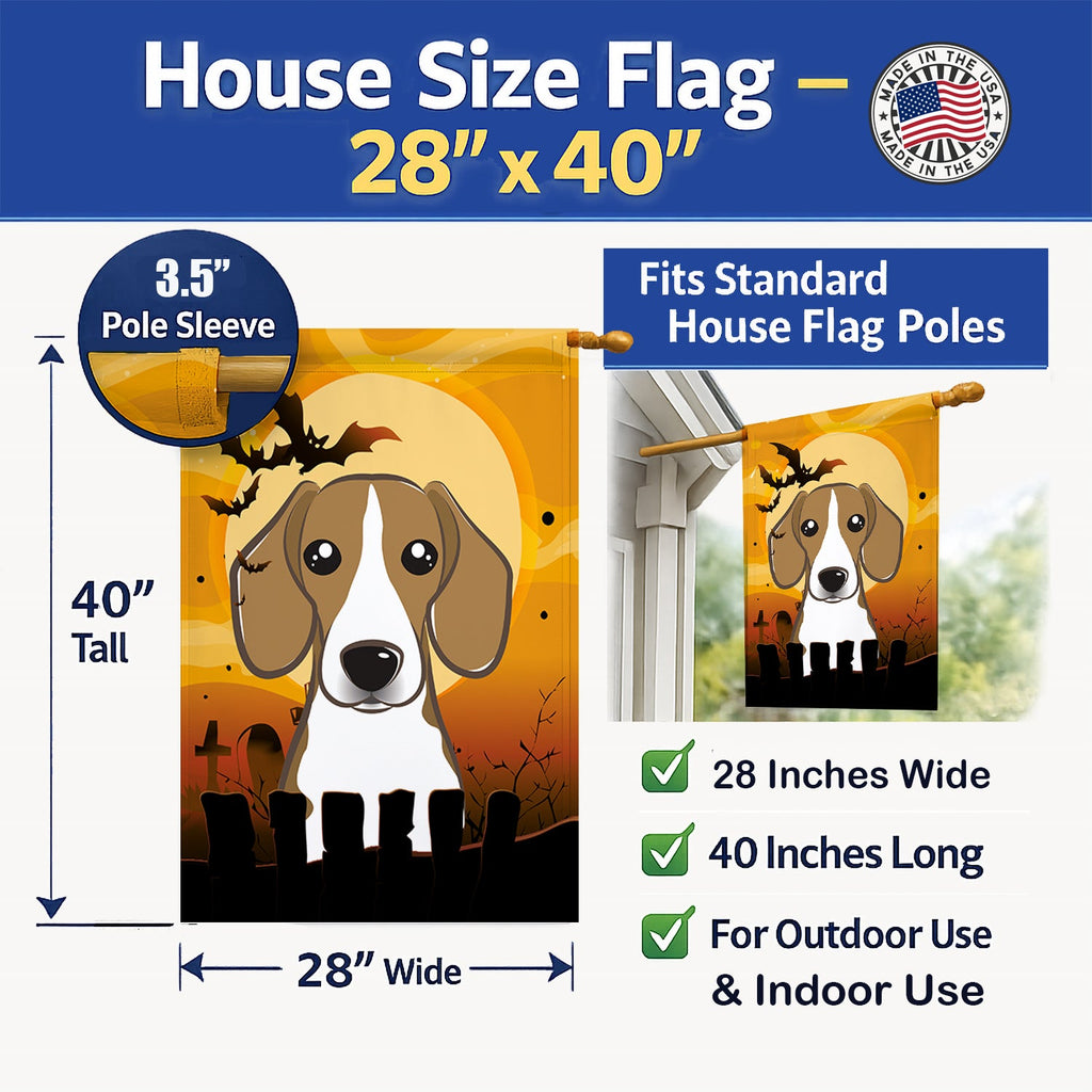 Halloween Beagle House Flag 28x40 Porch Sleeve Pole Decorative Outside Yard Banner Artwork Wall Hanging, Polyester
