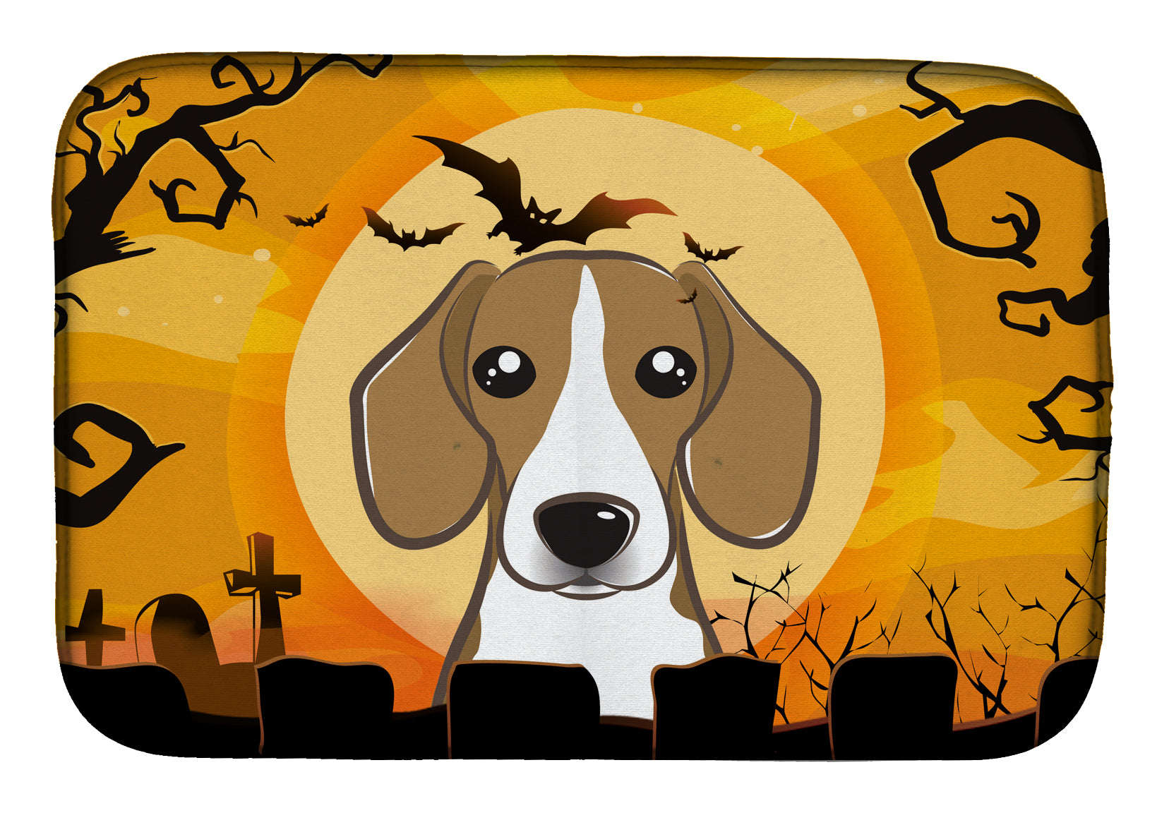 Halloween Beagle Dish Drying Mat Absorbent Dish Drying Mat Pad for Kitchen Counter Dish Drainer Mat for Countertop, 14 x 21", Multicolor