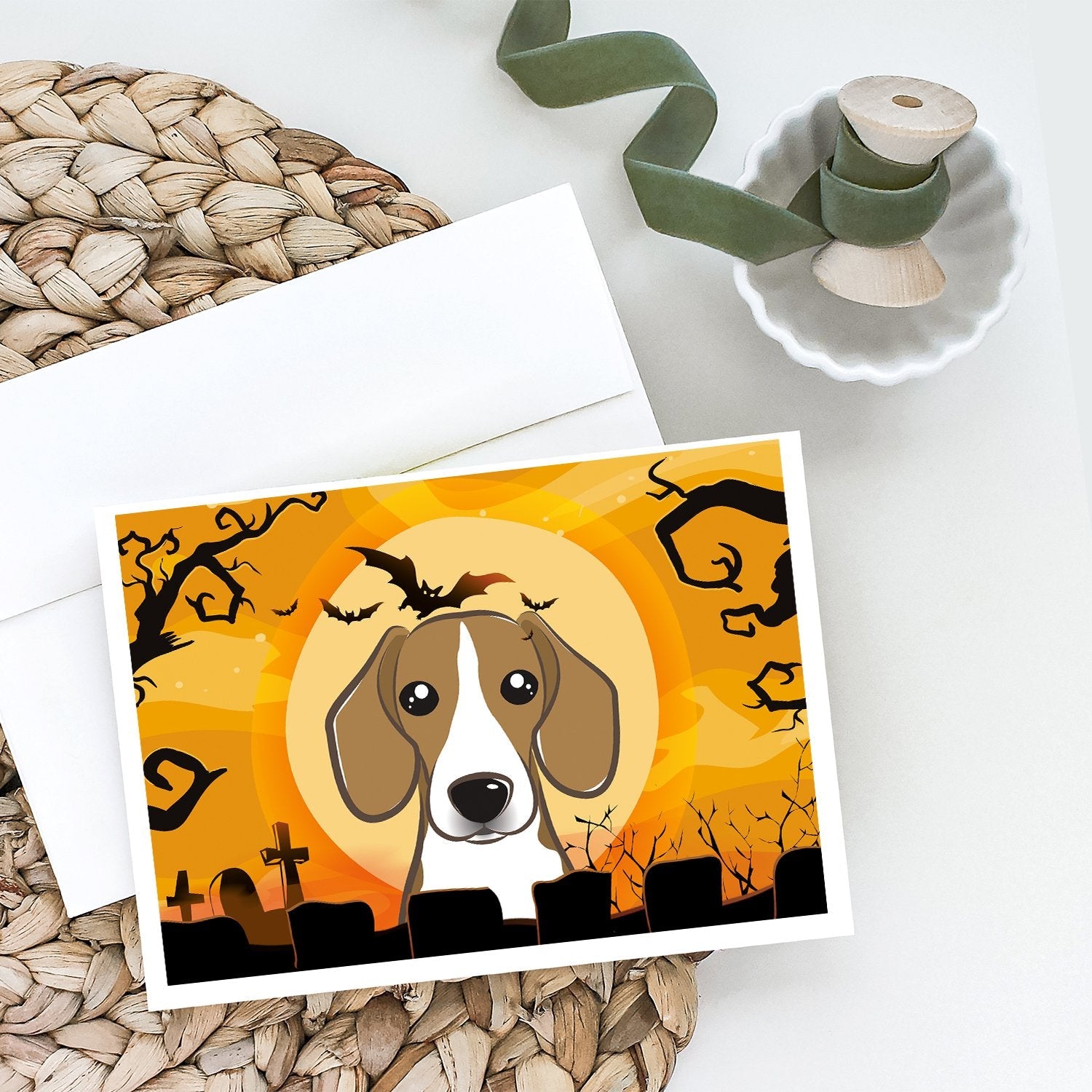 Halloween Beagle Greeting Cards Pack of 8 Blank Cards with Envelopes Whimsical A7 Size 5x7