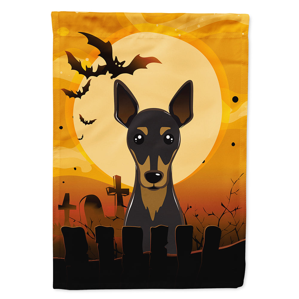 Halloween Min Pin House Flag 28x40 Porch Sleeve Pole Decorative Outside Yard Banner Artwork Wall Hanging, Polyester