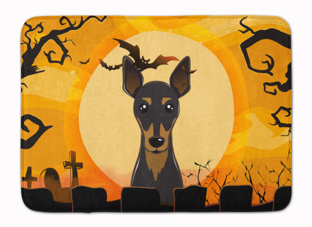 Halloween Min Pin Memory Foam Kitchen Mat Machine Washable Anti-Fatigue Cushion Comfort Bath or Kitchen Rug