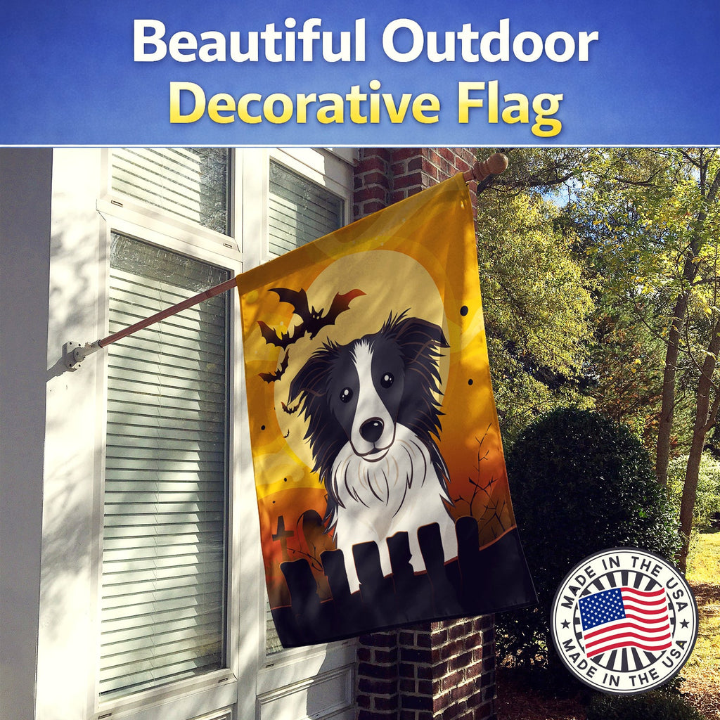 Halloween Border Collie House Flag 28x40 Porch Sleeve Pole Decorative Outside Yard Banner Artwork Wall Hanging, Polyester