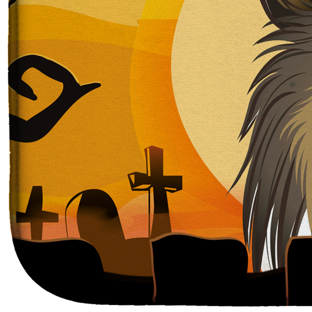 Halloween Sheltie Dish Drying Mat Absorbent Dish Drying Mat Pad for Kitchen Counter Dish Drainer Mat for Countertop, 14 x 21", Multicolor