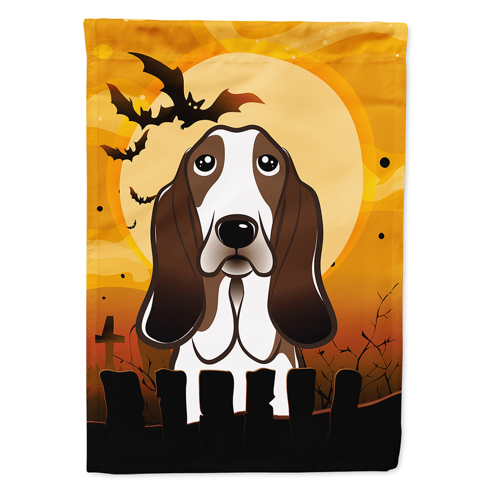 Halloween Basset Hound House Flag 28x40 Porch Sleeve Pole Decorative Outside Yard Banner Artwork Wall Hanging, Polyester
