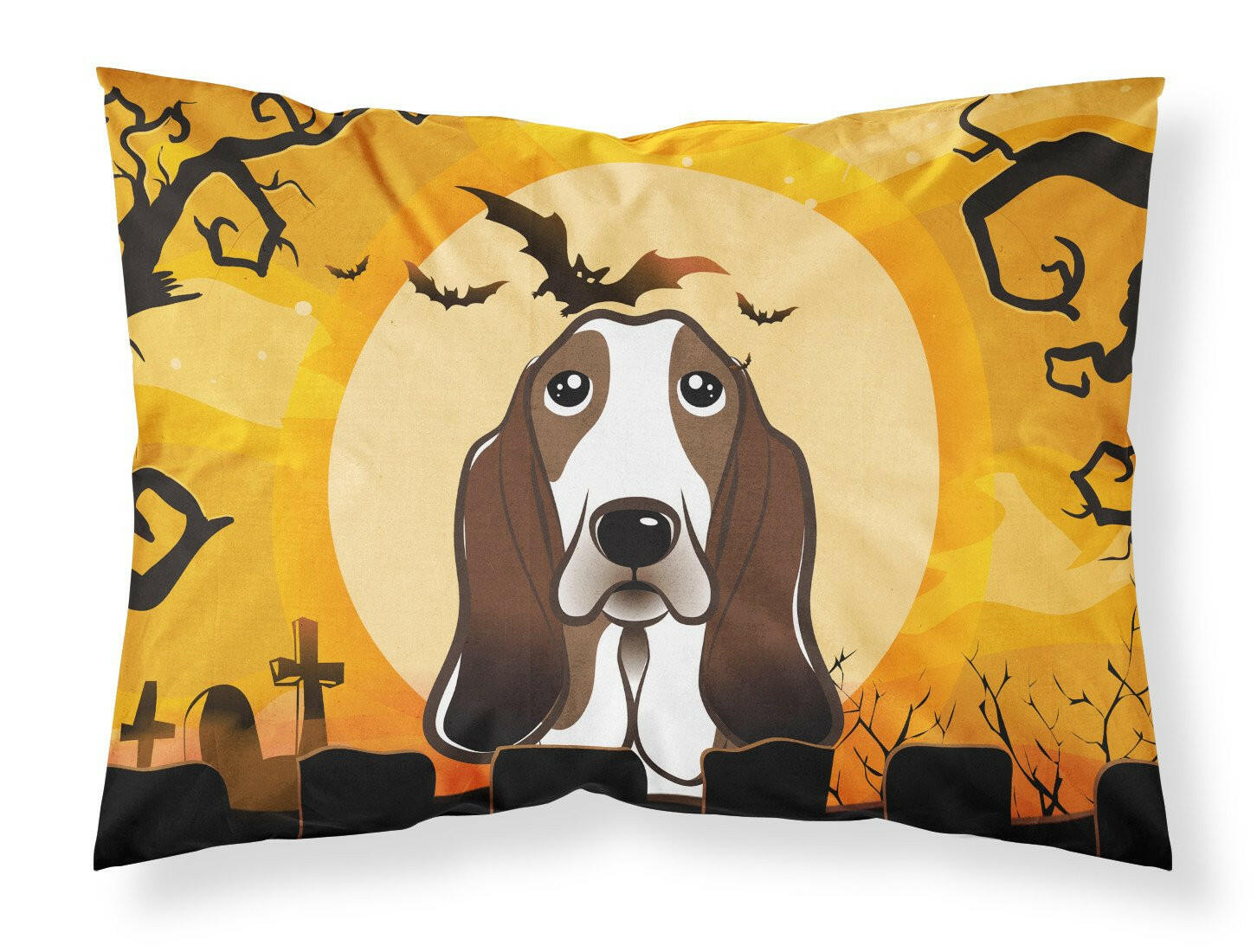 Halloween Basset Hound Standard Pillowcase Lightweight Super Soft Easy Care Decorative Artwork Pillowcase, Standard