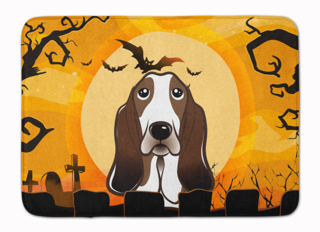 Halloween Basset Hound Memory Foam Kitchen Mat Machine Washable Anti-Fatigue Cushion Comfort Bath or Kitchen Rug