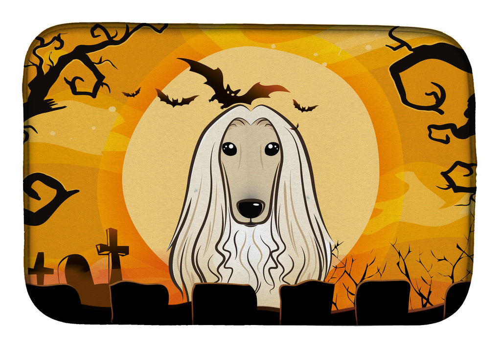 Halloween Afghan Hound Dish Drying Mat Absorbent Dish Drying Mat Pad for Kitchen Counter Dish Drainer Mat for Countertop, 14 x 21", Multicolor