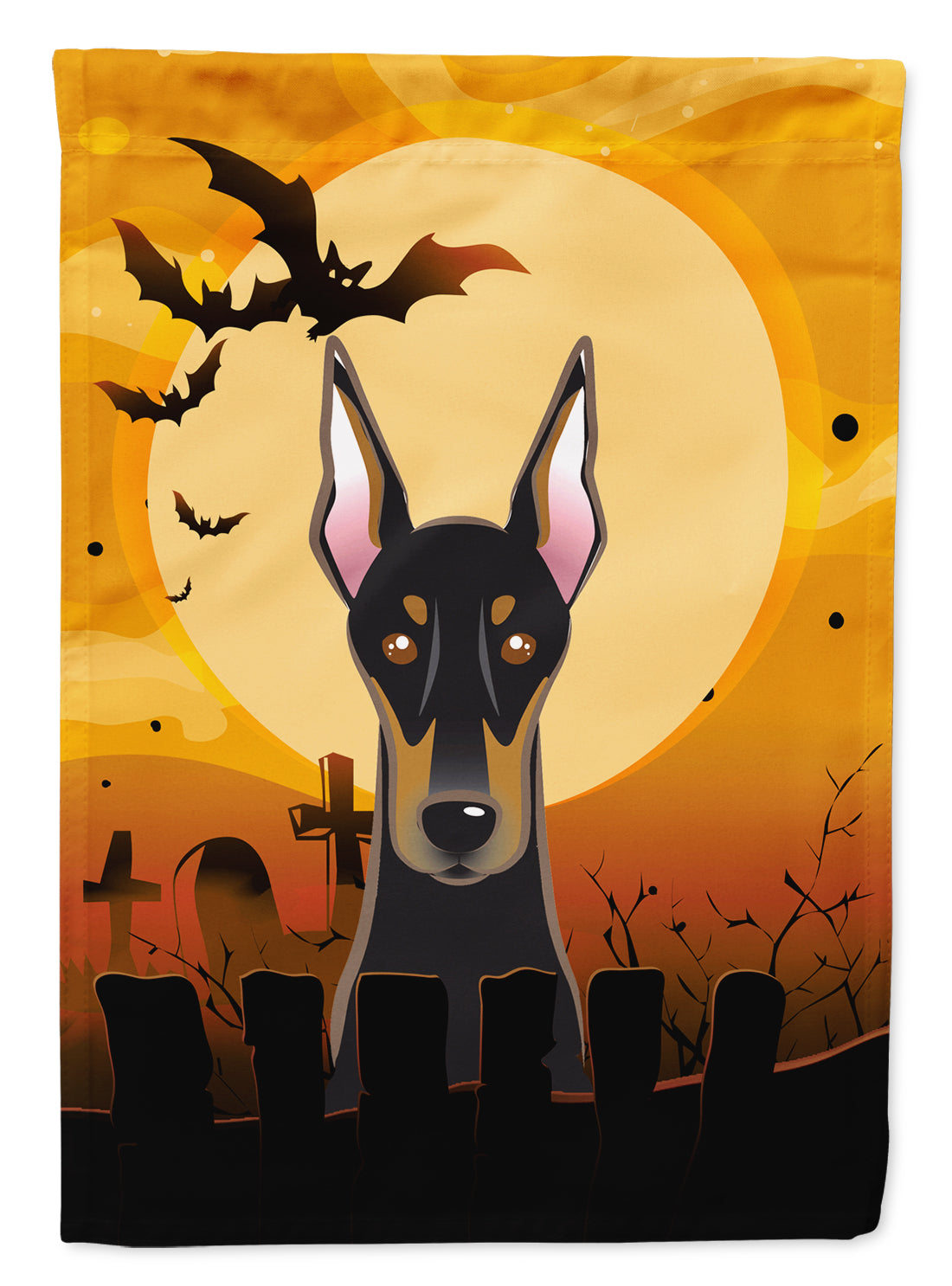 Halloween Doberman House Flag 28x40 Porch Sleeve Pole Decorative Outside Yard Banner Artwork Wall Hanging, Polyester