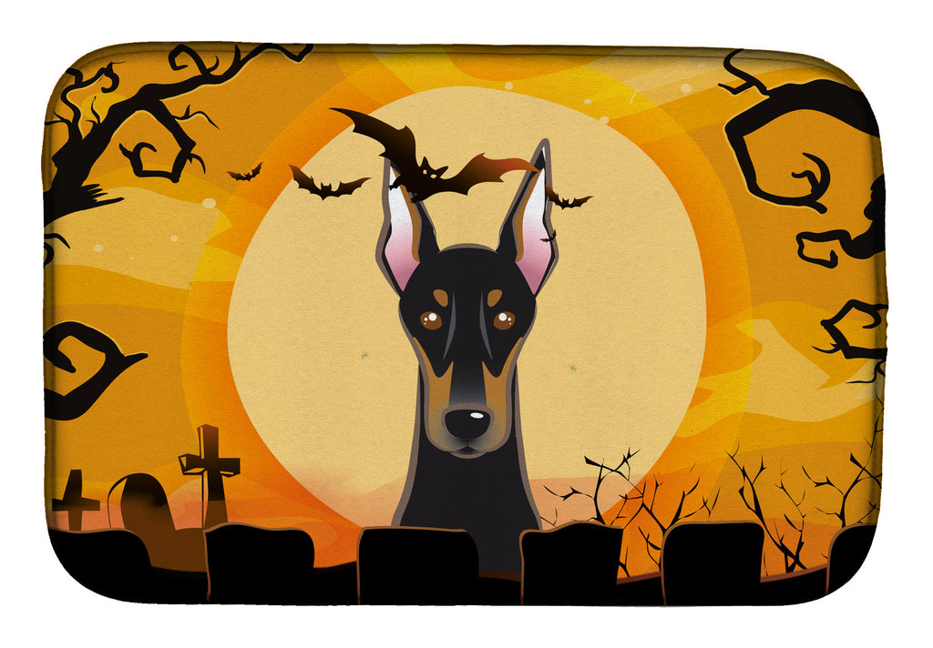 Halloween Doberman Dish Drying Mat Absorbent Dish Drying Mat Pad for Kitchen Counter Dish Drainer Mat for Countertop, 14 x 21", Multicolor