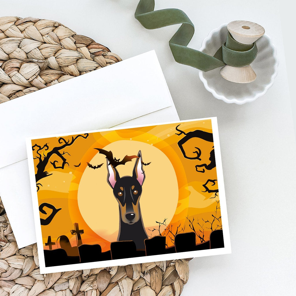 Halloween Doberman Greeting Cards Pack of 8 Blank Cards with Envelopes Whimsical A7 Size 5x7