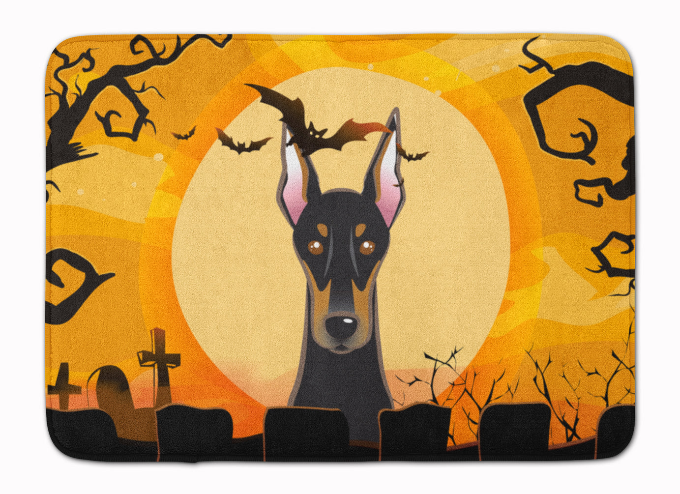 Halloween Doberman Memory Foam Kitchen Mat Machine Washable Anti-Fatigue Cushion Comfort Bath or Kitchen Rug