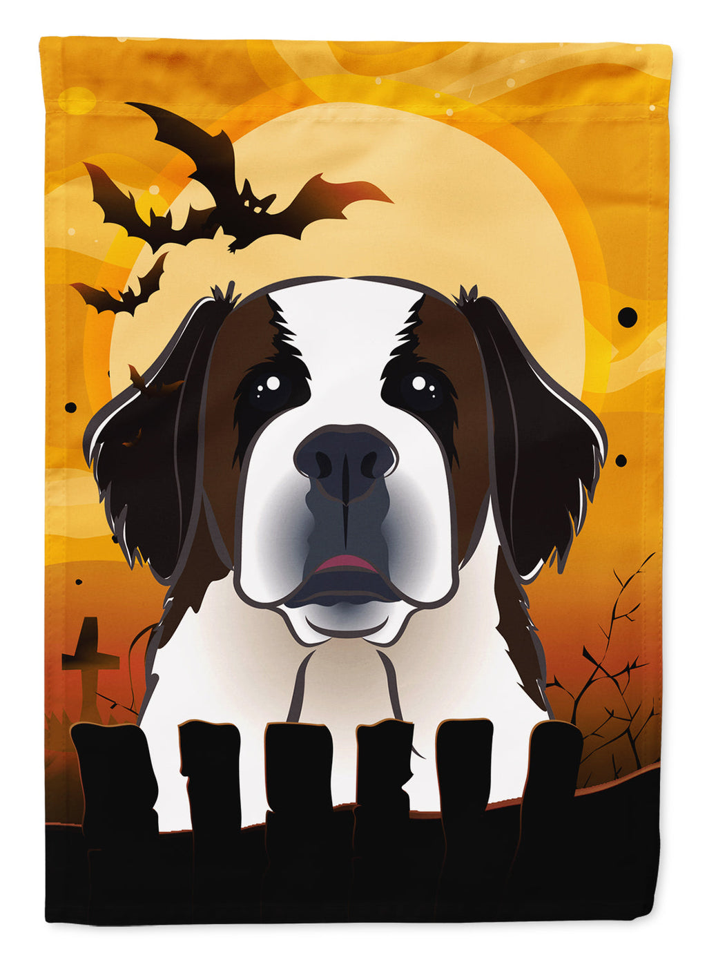 Halloween Saint Bernard House Flag 28x40 Porch Sleeve Pole Decorative Outside Yard Banner Artwork Wall Hanging, Polyester