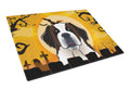 Halloween Saint Bernard Cutting Board Tempered Glass Kitchen Cutting Surface, Heat Resistant Chopping, Non-Slip Feet, Food Prep & Serving