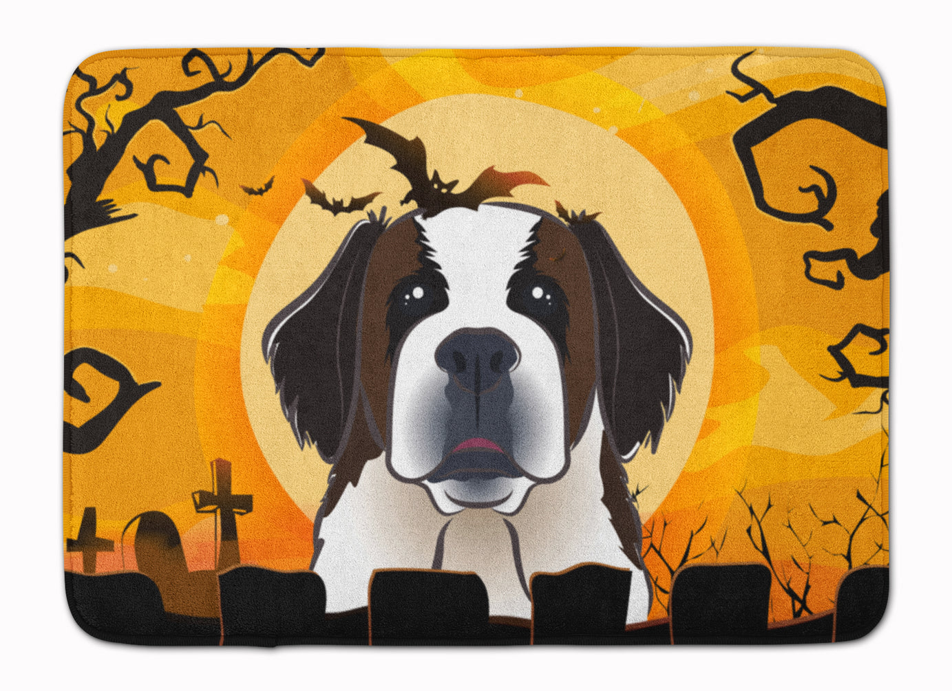 Halloween Saint Bernard Memory Foam Kitchen Mat Machine Washable Anti-Fatigue Cushion Comfort Bath or Kitchen Rug
