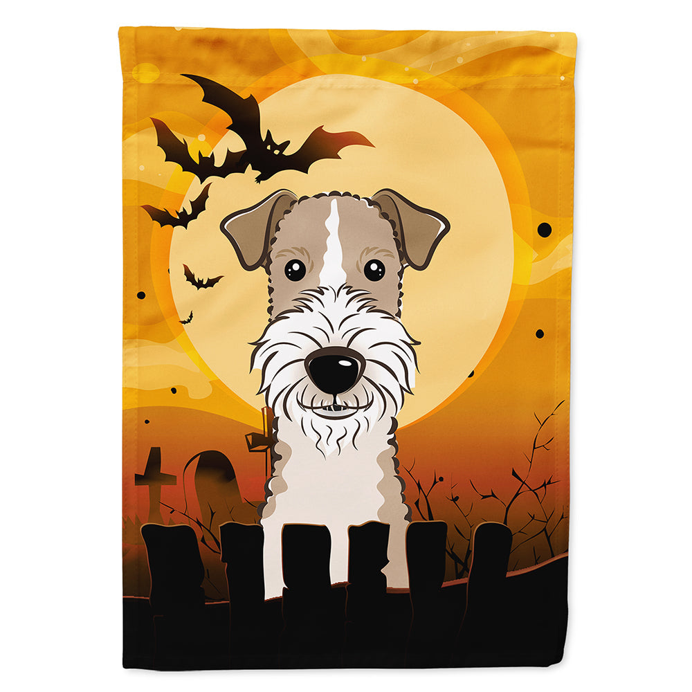 Halloween Wire Haired Fox Terrier House Flag 28x40 Porch Sleeve Pole Decorative Outside Yard Banner Artwork Wall Hanging, Polyester