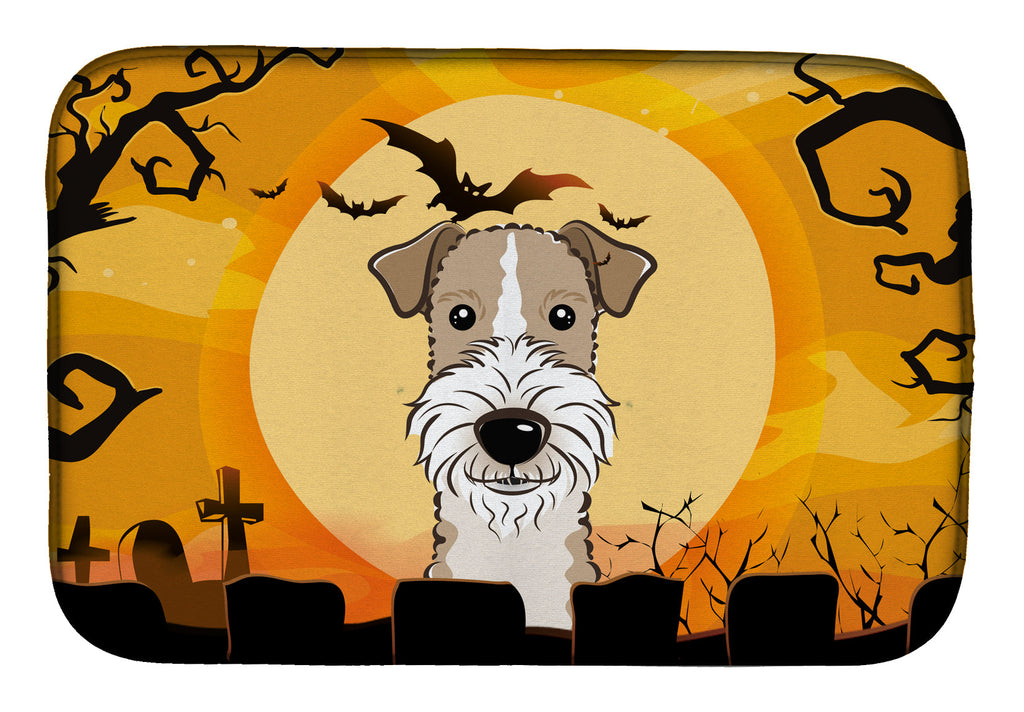 Halloween Wire Haired Fox Terrier Dish Drying Mat Absorbent Dish Drying Mat Pad for Kitchen Counter Dish Drainer Mat for Countertop, 14 x 21", Multicolor