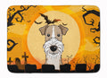 Halloween Wire Haired Fox Terrier Memory Foam Kitchen Mat Machine Washable Anti-Fatigue Cushion Comfort Bath or Kitchen Rug