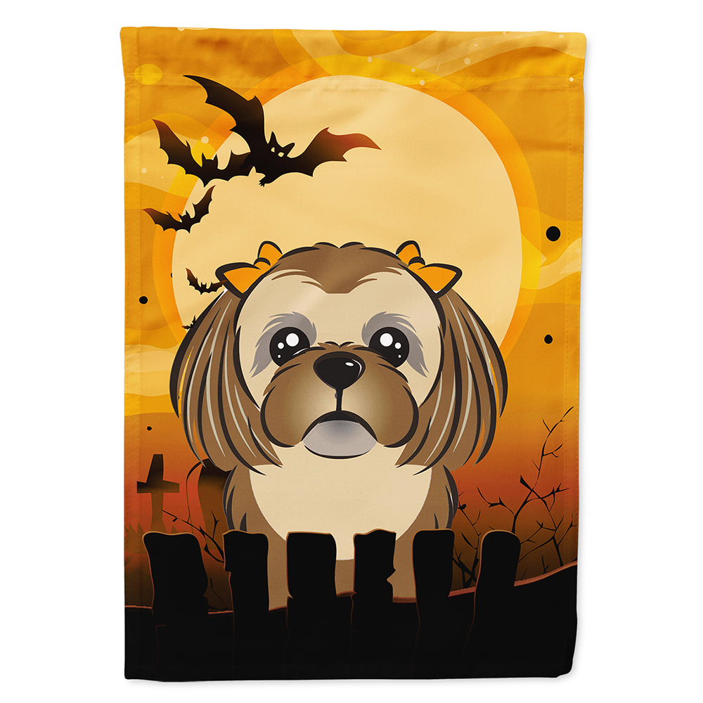 Halloween Chocolate Brown Shih Tzu House Flag 28x40 Porch Sleeve Pole Decorative Outside Yard Banner Artwork Wall Hanging, Polyester