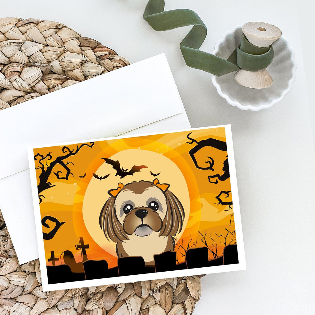 Halloween Chocolate Brown Shih Tzu Greeting Cards Pack of 8 Blank Cards with Envelopes Whimsical A7 Size 5x7