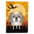 Halloween Gray Silver Shih Tzu House Flag 28x40 Porch Sleeve Pole Decorative Outside Yard Banner Artwork Wall Hanging, Polyester