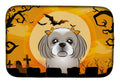 Halloween Gray Silver Shih Tzu Dish Drying Mat Absorbent Dish Drying Mat Pad for Kitchen Counter Dish Drainer Mat for Countertop, 14 x 21", Multicolor
