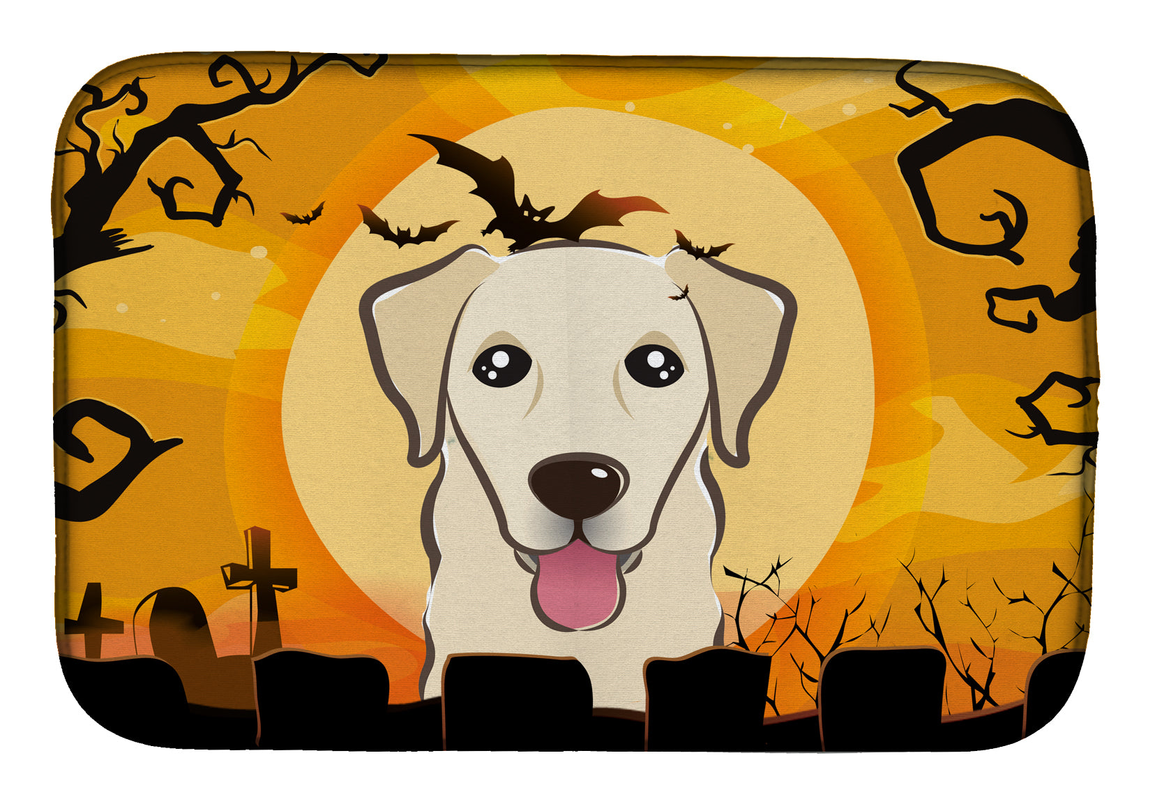 Halloween Golden Retriever Dish Drying Mat Absorbent Dish Drying Mat Pad for Kitchen Counter Dish Drainer Mat for Countertop, 14 x 21", Multicolor