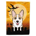 Halloween Sable Corgi House Flag 28x40 Porch Sleeve Pole Decorative Outside Yard Banner Artwork Wall Hanging, Polyester