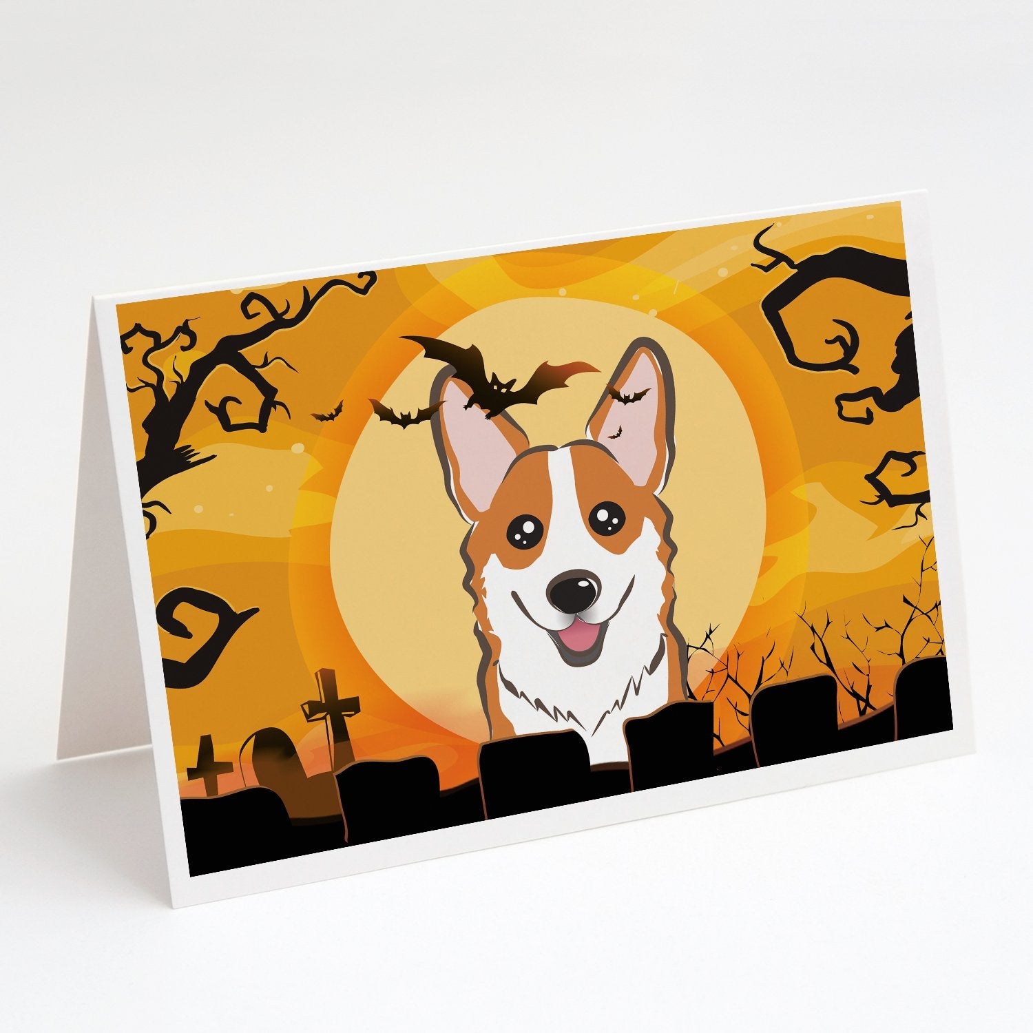 Halloween Red Corgi Greeting Cards Pack of 8 Blank Cards with Envelopes Whimsical A7 Size 5x7