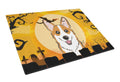 Halloween Red Corgi Cutting Board Tempered Glass Kitchen Cutting Surface, Heat Resistant Chopping, Non-Slip Feet, Food Prep & Serving
