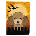Halloween Chocolate Brown Poodle House Flag 28x40 Porch Sleeve Pole Decorative Outside Yard Banner Artwork Wall Hanging, Polyester