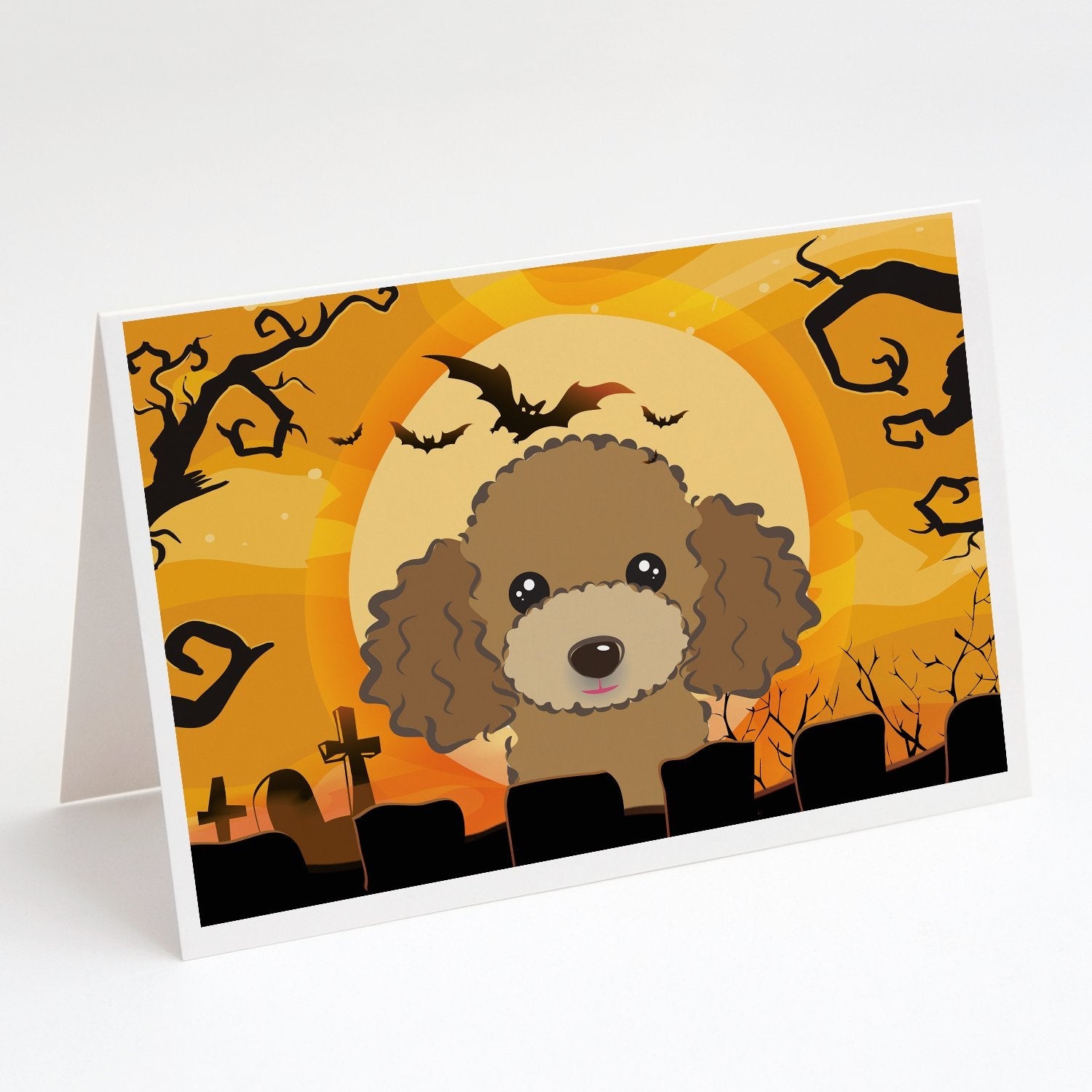 Halloween Chocolate Brown Poodle Greeting Cards Pack of 8 Blank Cards with Envelopes Whimsical A7 Size 5x7