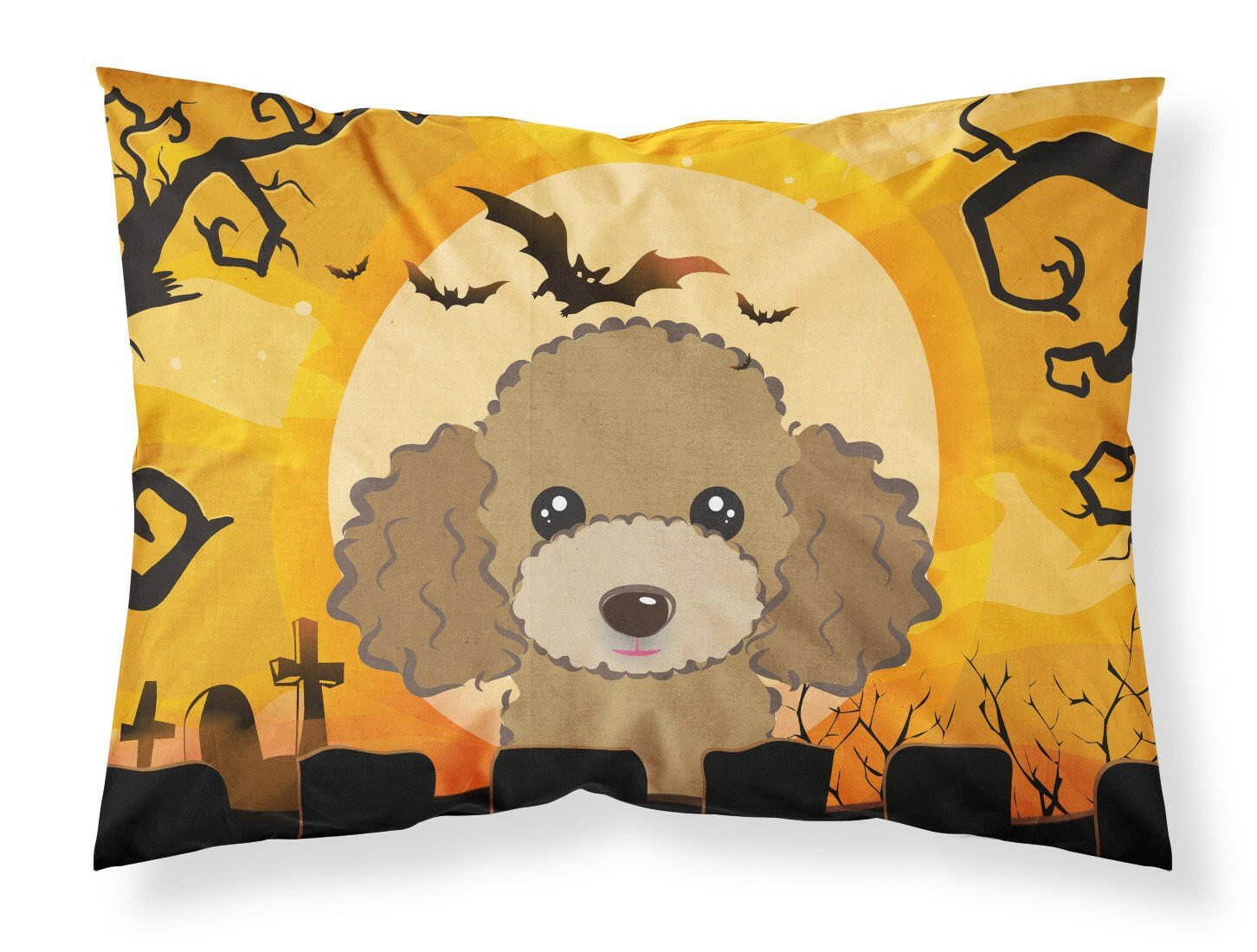 Halloween Chocolate Brown Poodle Standard Pillowcase Lightweight Super Soft Easy Care Decorative Artwork Pillowcase, Standard
