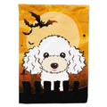 Halloween White Poodle House Flag 28x40 Porch Sleeve Pole Decorative Outside Yard Banner Artwork Wall Hanging, Polyester