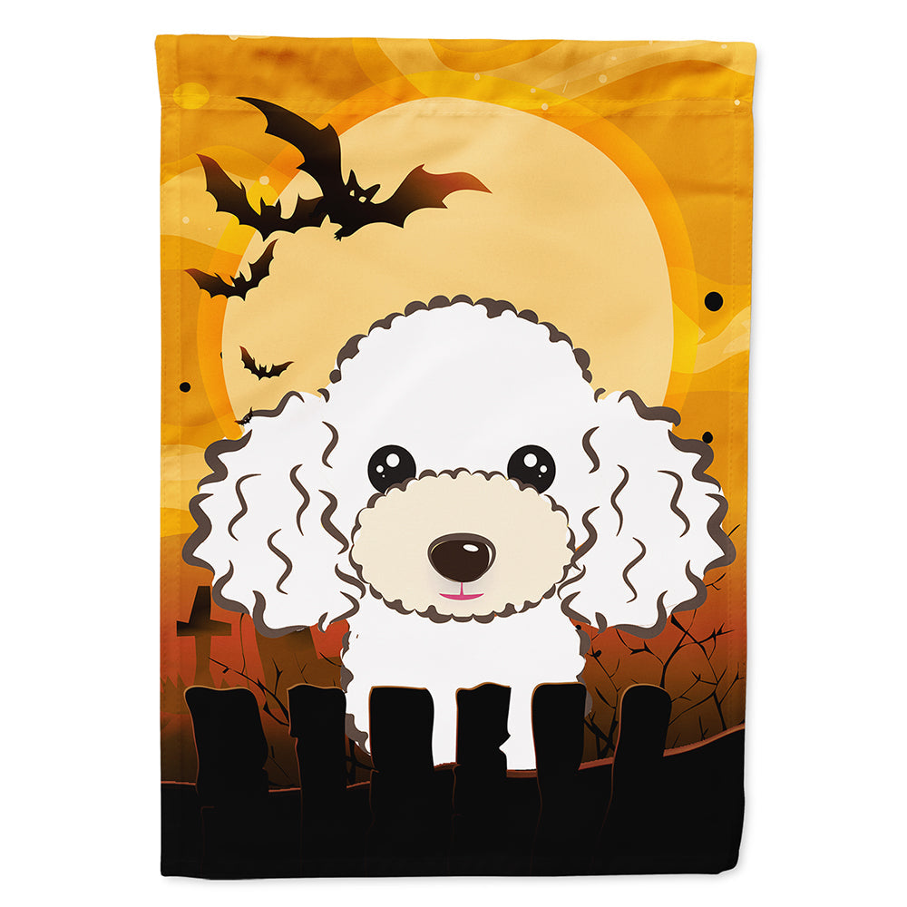 Halloween White Poodle House Flag 28x40 Porch Sleeve Pole Decorative Outside Yard Banner Artwork Wall Hanging, Polyester