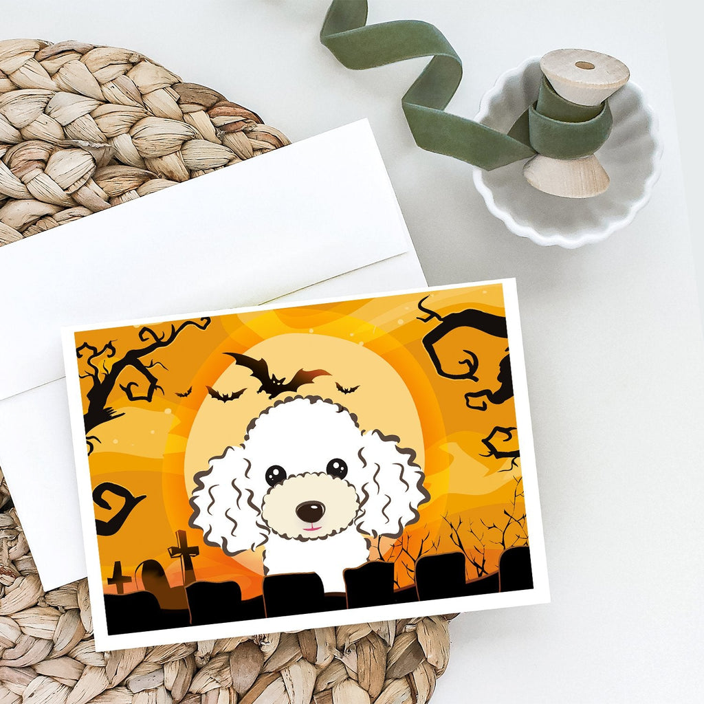 Halloween White Poodle Greeting Cards Pack of 8 Blank Cards with Envelopes Whimsical A7 Size 5x7