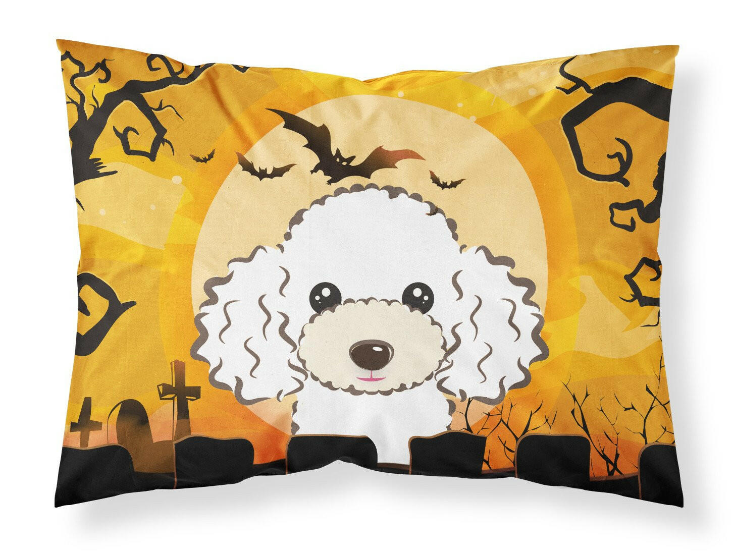 Halloween White Poodle Standard Pillowcase Lightweight Super Soft Easy Care Decorative Artwork Pillowcase, Standard
